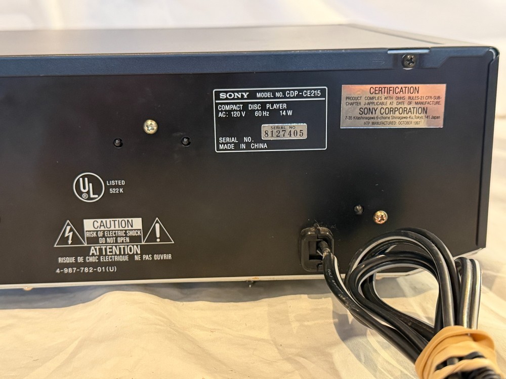 Sony CDP-CE215 5 Disc CD Changer Player - Good - Tested