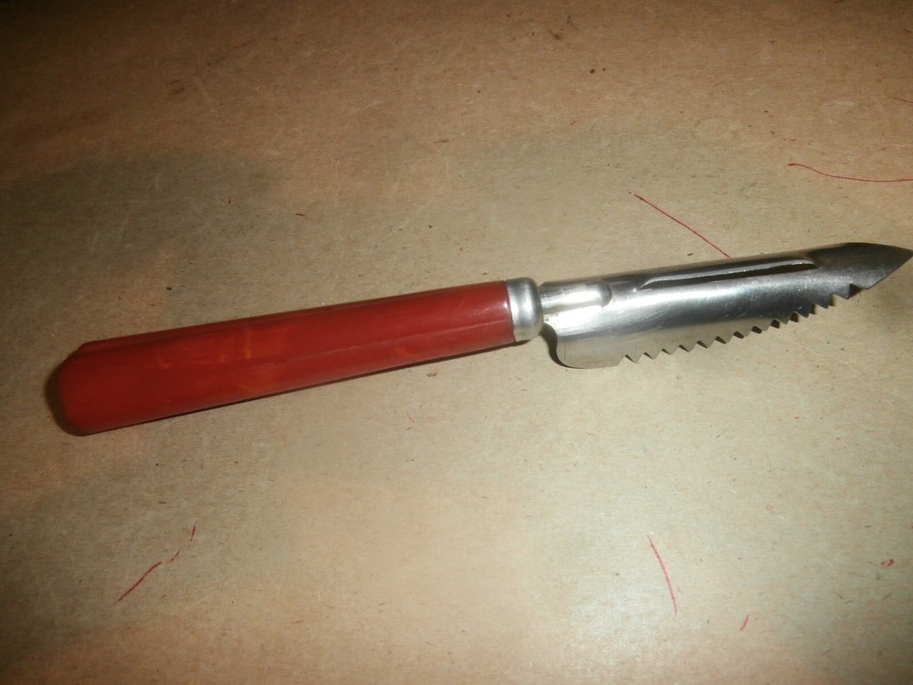 Vintage Bakelite Red Handle Peeler  KitchenTool