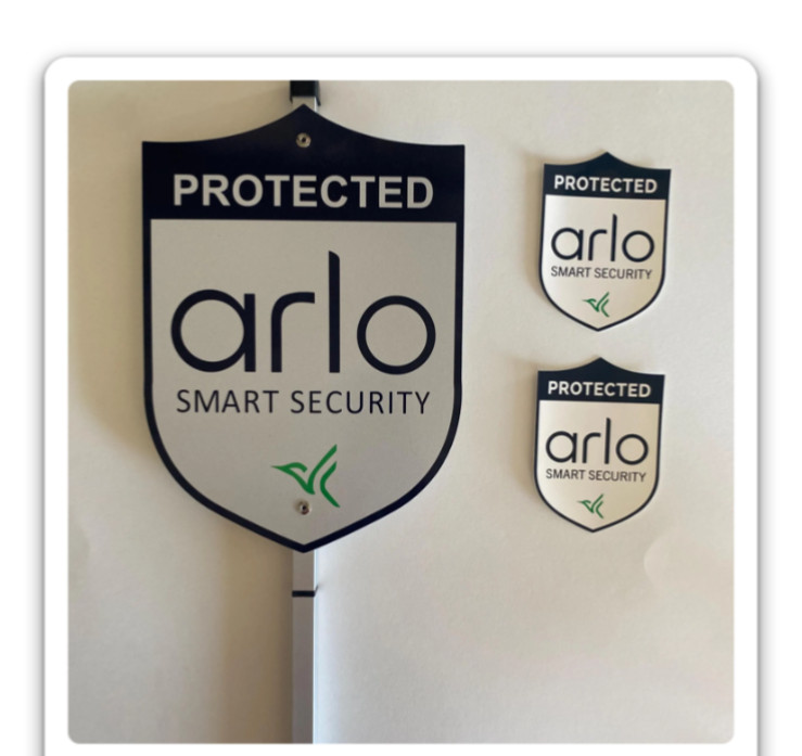 Arlo Protected Smart Security Yard Sign “ aluminum”- New And With 2- 3M Stickers