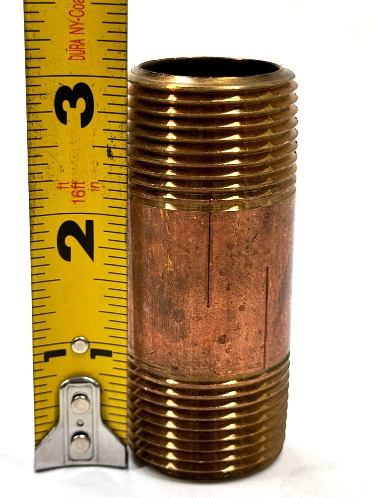 BRASS Nipple 1" Schedule 40 x 3" Long Thread Both End Nipple, Seamless