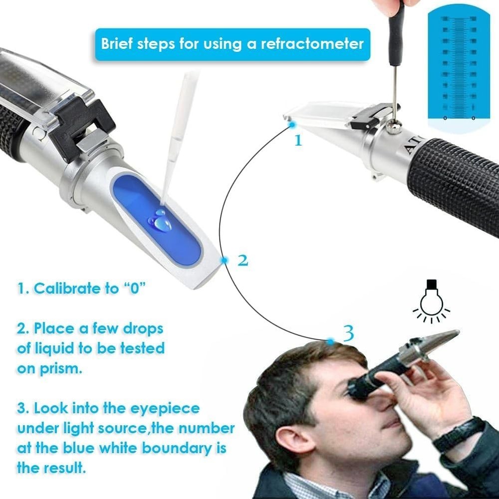 Aquarium Refractometer for Seawater Testing with Durable Chromium Construction