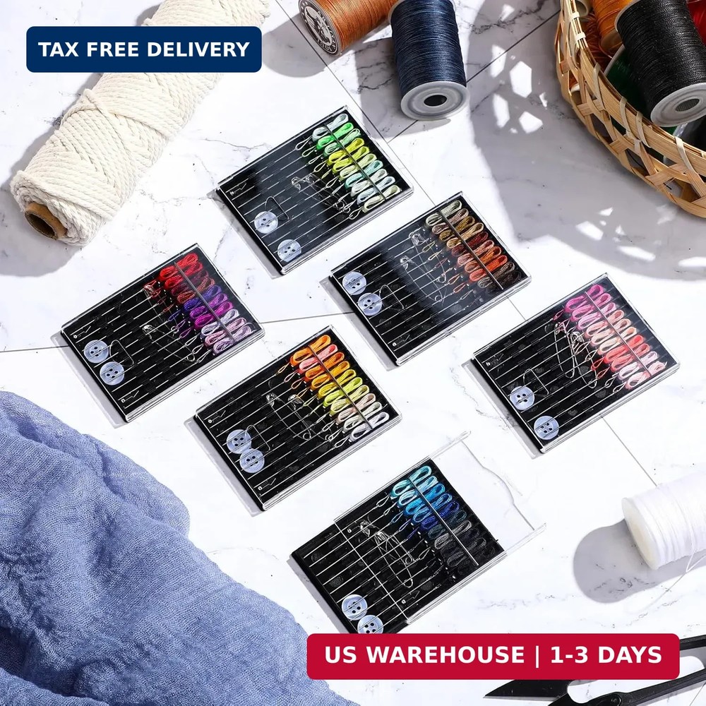 6 Boxes (60 Pcs) Pre Threaded Needle Kit Assorted Color (Mixed Color)