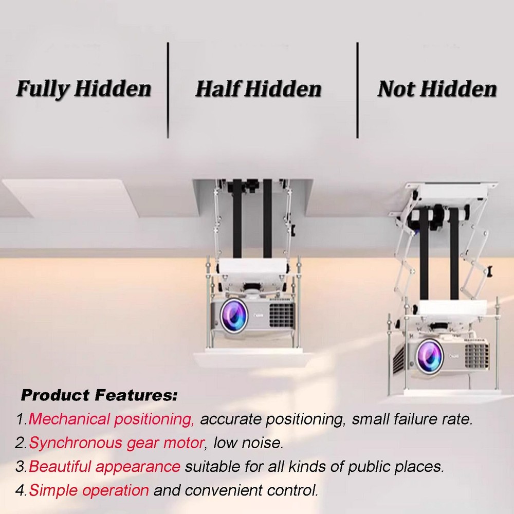 INTBUYING Electric Projector Ceiling Mount 39In Hidden Ceiling Projector Mount