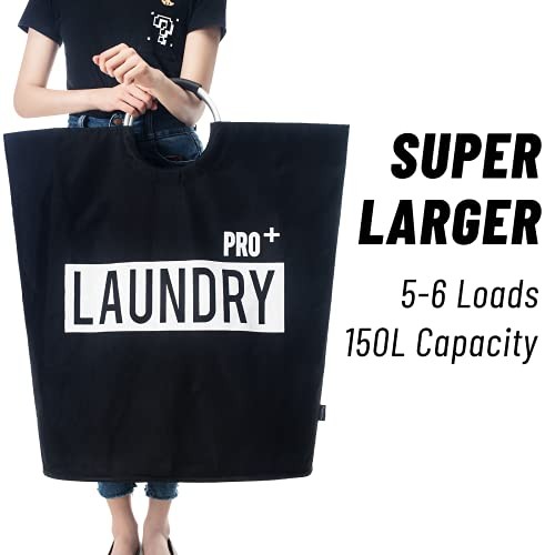Super Large Laundry Basket Pro, Waterproof Laundry Hamper, 150L Black1