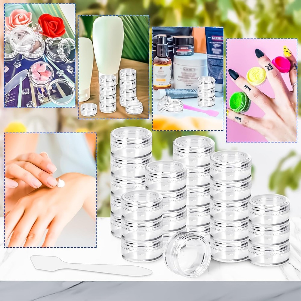 100 Pcs 5G Empty Plastic Containers with Clear Lids,Mini Makeup Sample Container