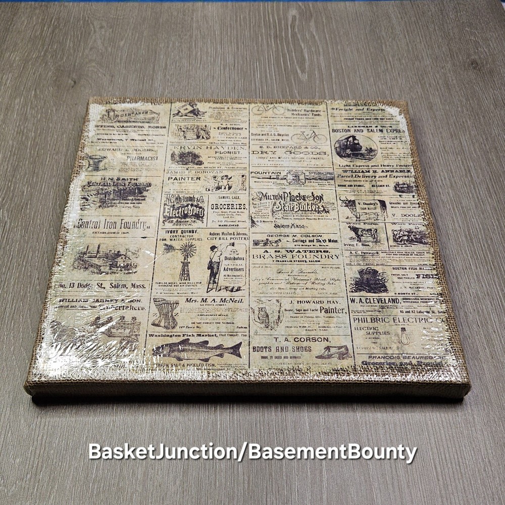 Tim Holtz: District Market Burlap Panels: Adverts, Numeric