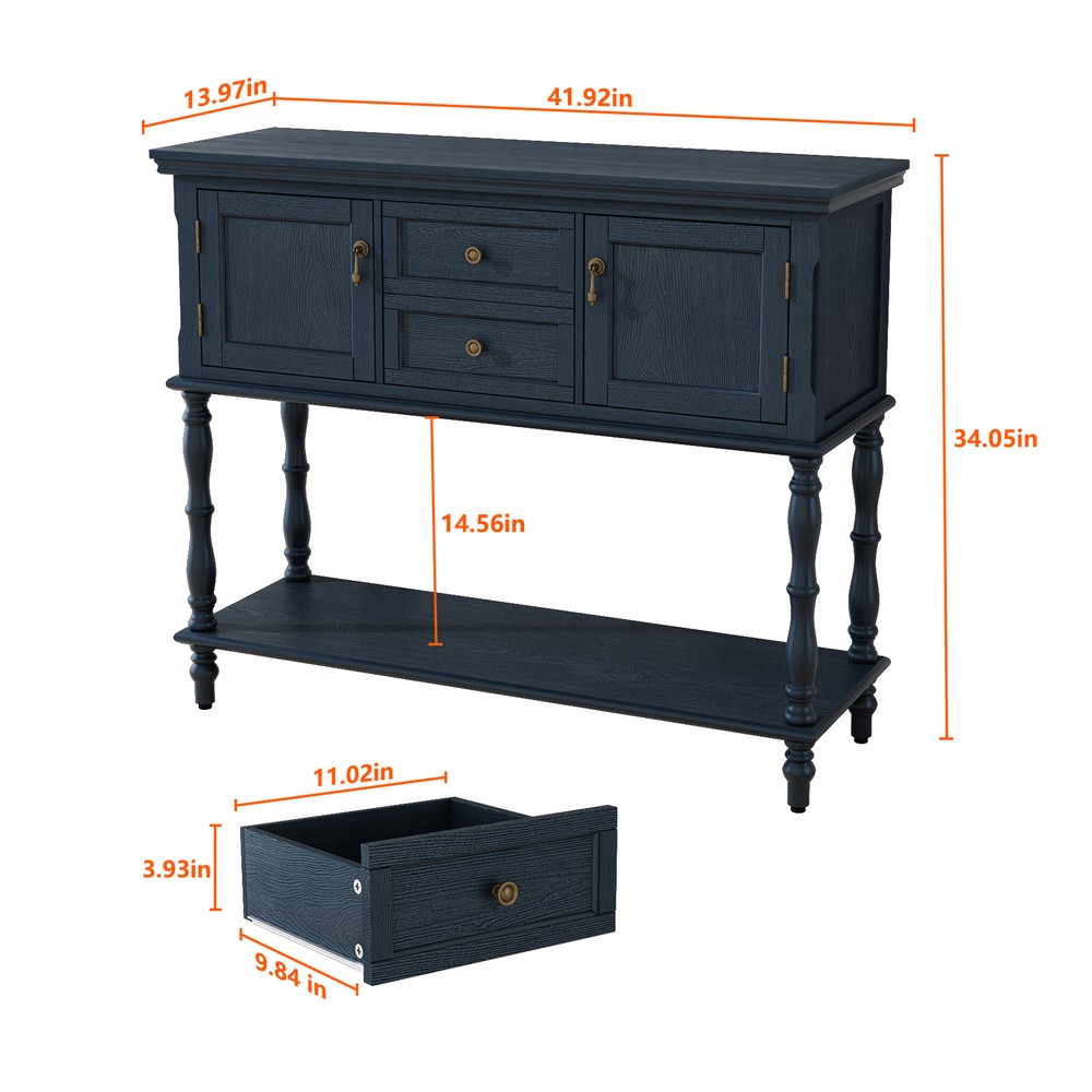 Sideboard Storage Dining Buffet Cabinet Console Table with Shelf&Drawers Blue