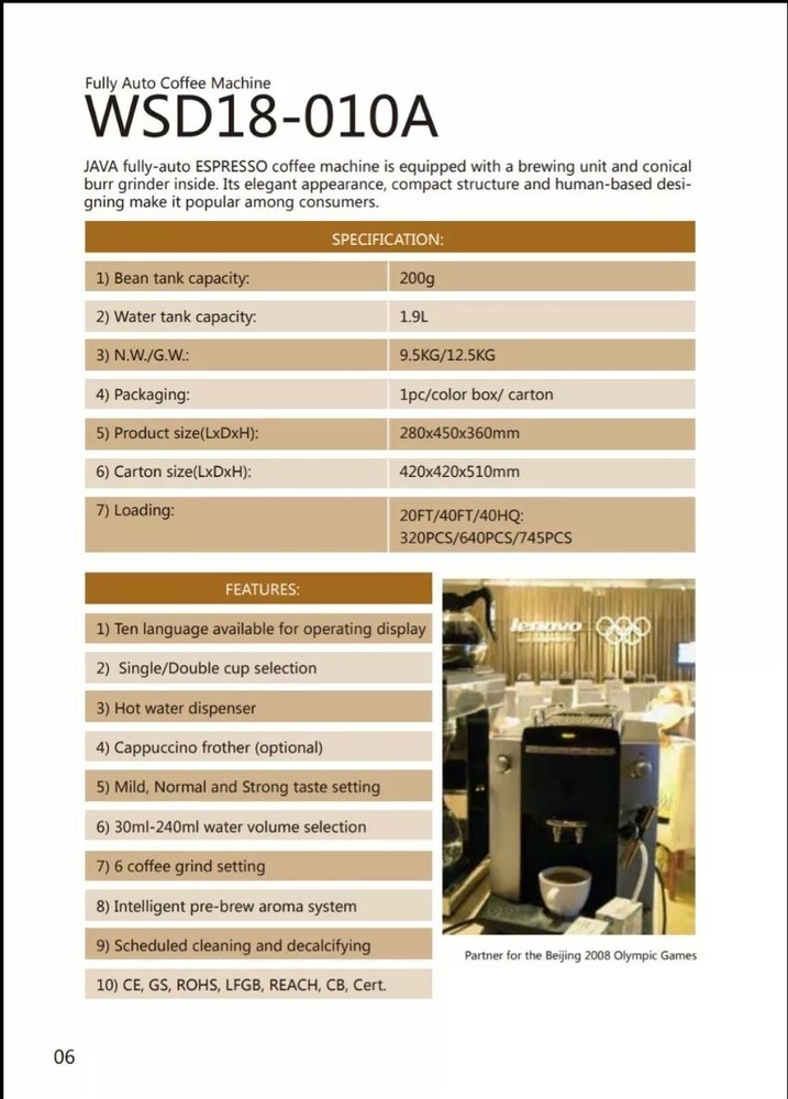 JAVA010A FRESHLY GROUND COFFEE MAKER BEANS TO CUP AUTOMATIC MACHINE RRP £455