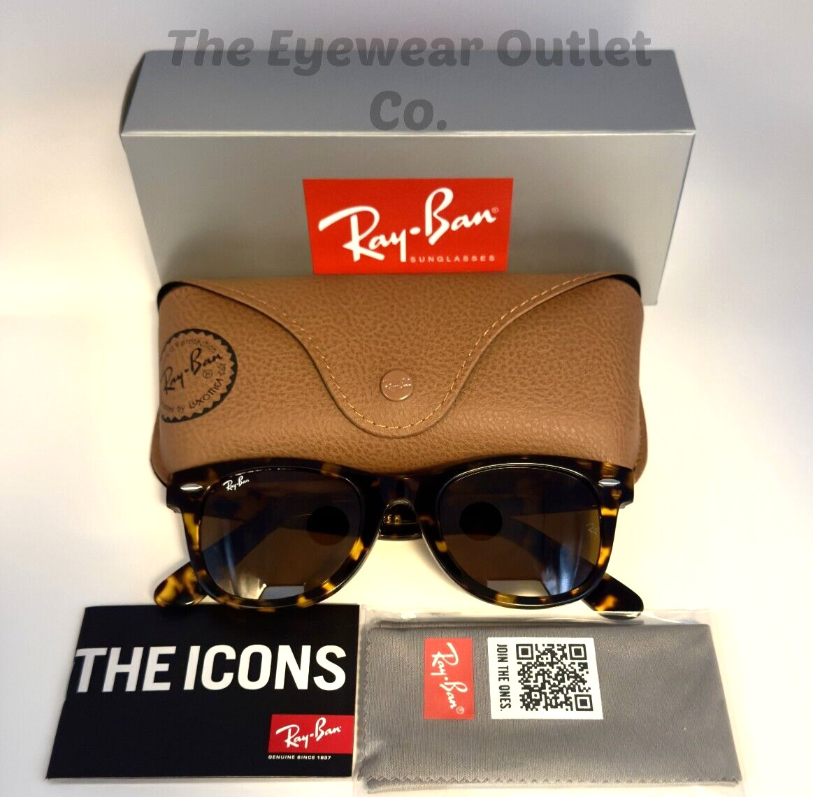 Store Display Rayban Wayfarer Brown Lens Tortoise RB2140 Standard 50mm Large 54