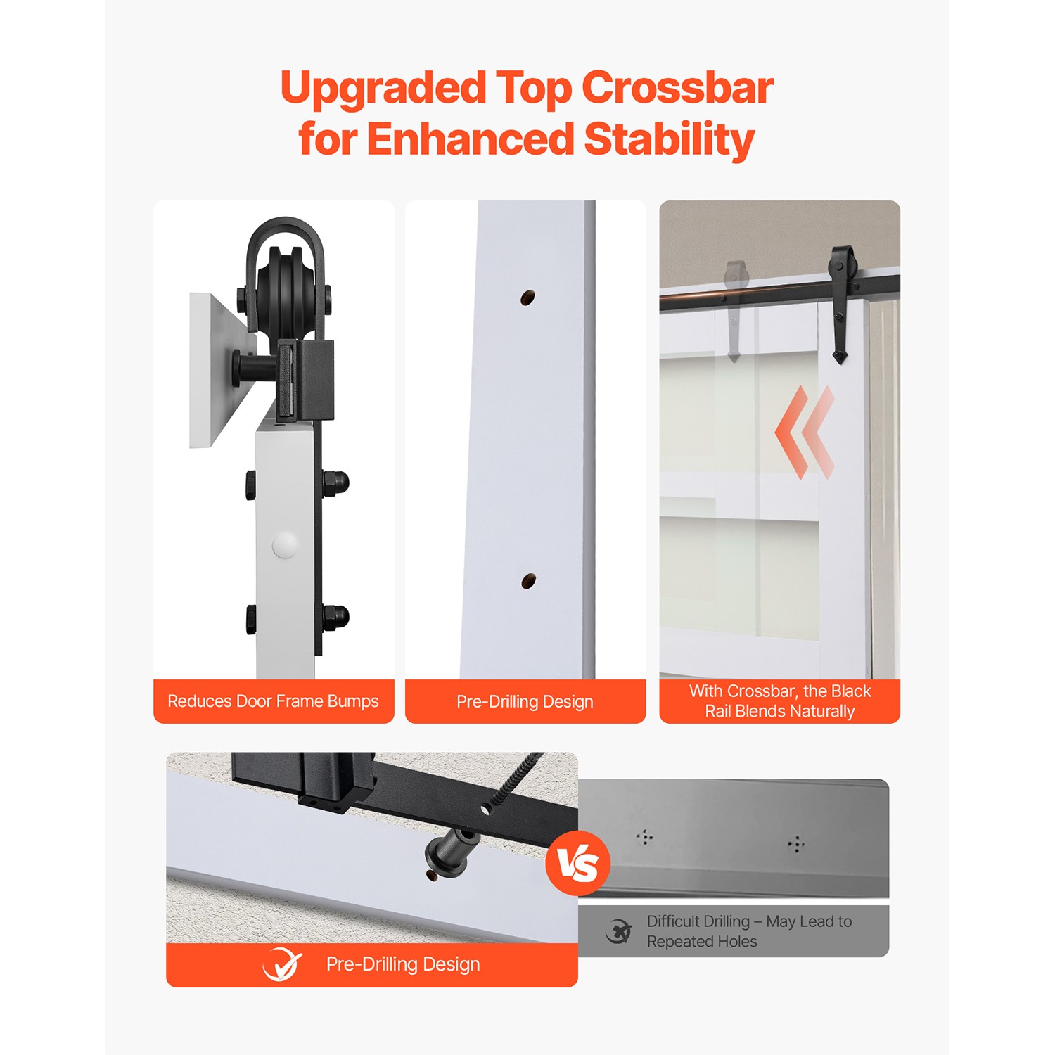 Uimoso Sliding Barn Door with Hardware Kit 30 x 84 in, MDF Panel & Frosted Glass