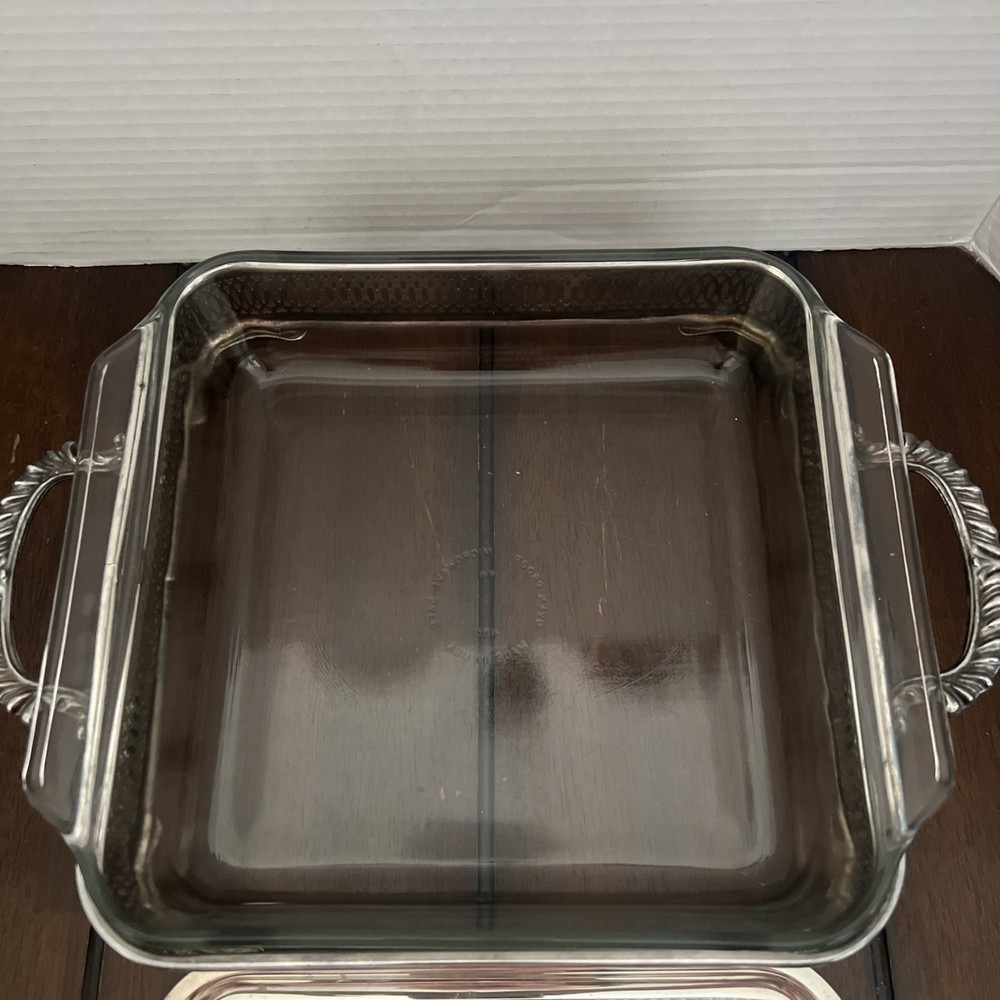 VTG Double Handle Silverplate Buffet Server w/Lid & Glass Baking Dish