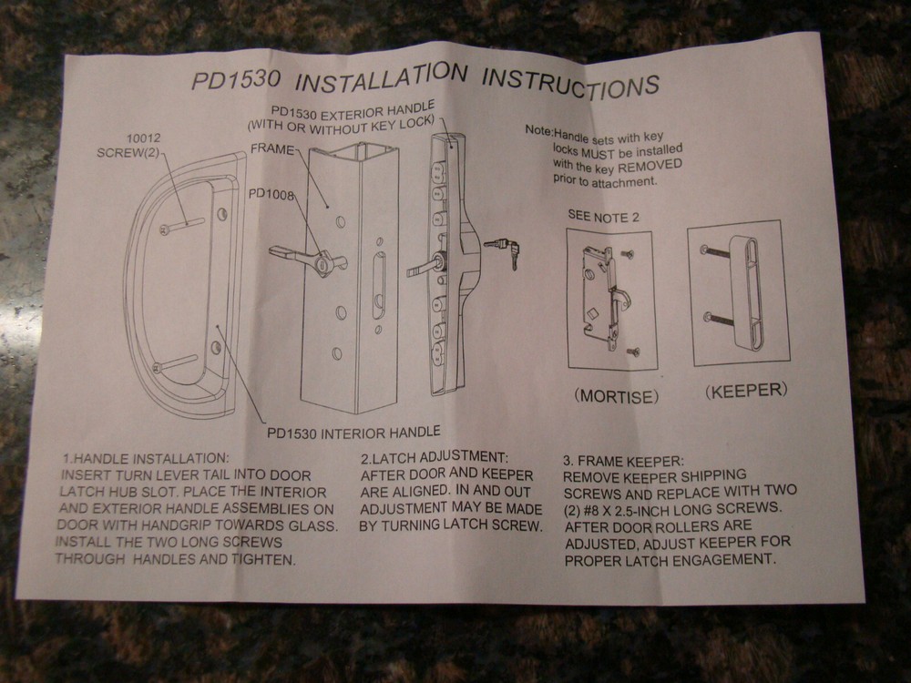 Patio Door Handle Set - PD1530WHITE