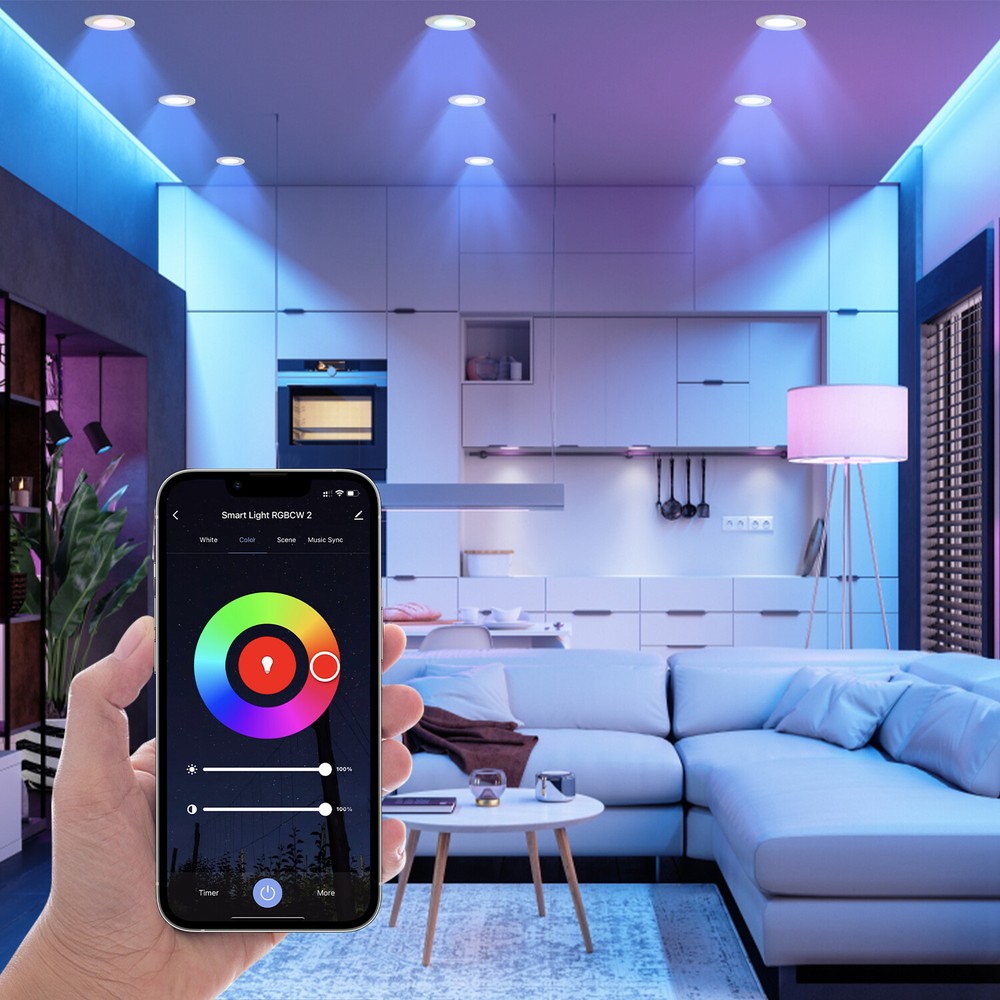 1-4PCS RGB Colour Changing Ceiling Light APP Control 4in Smart LED Ceiling Light