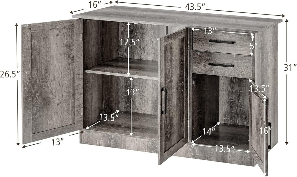 Buffet Server Sideboard Storage Cabinet Console Table Utensils Organizer Kitc...