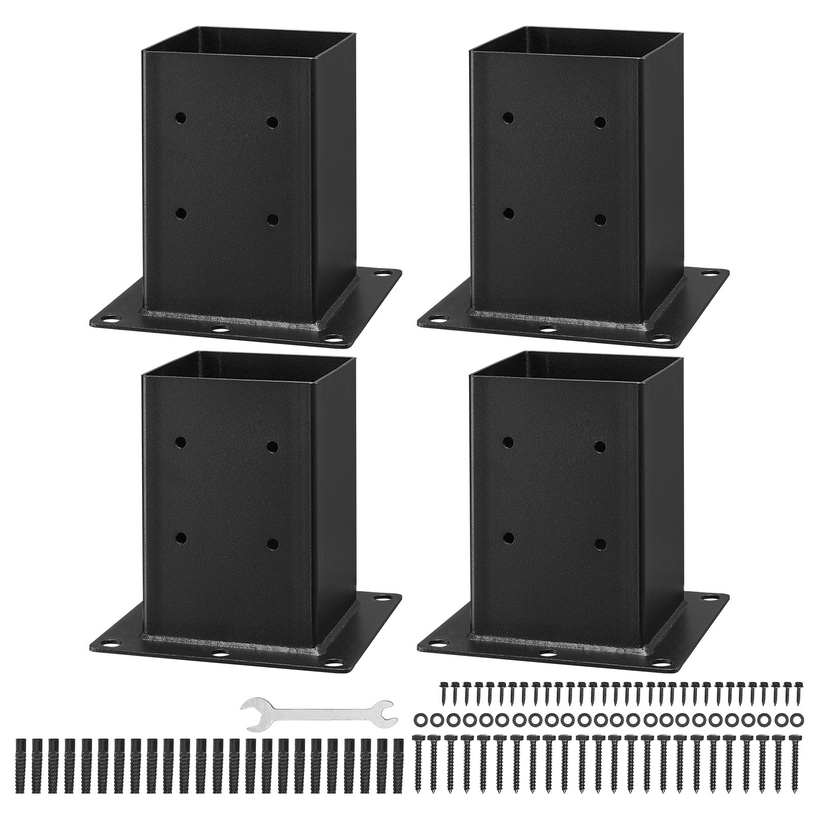 VEVOR 4 Pack 6x6 Post Base Brackets Inner Size 5.6x5.6 in Wood Fence Post Anchor
