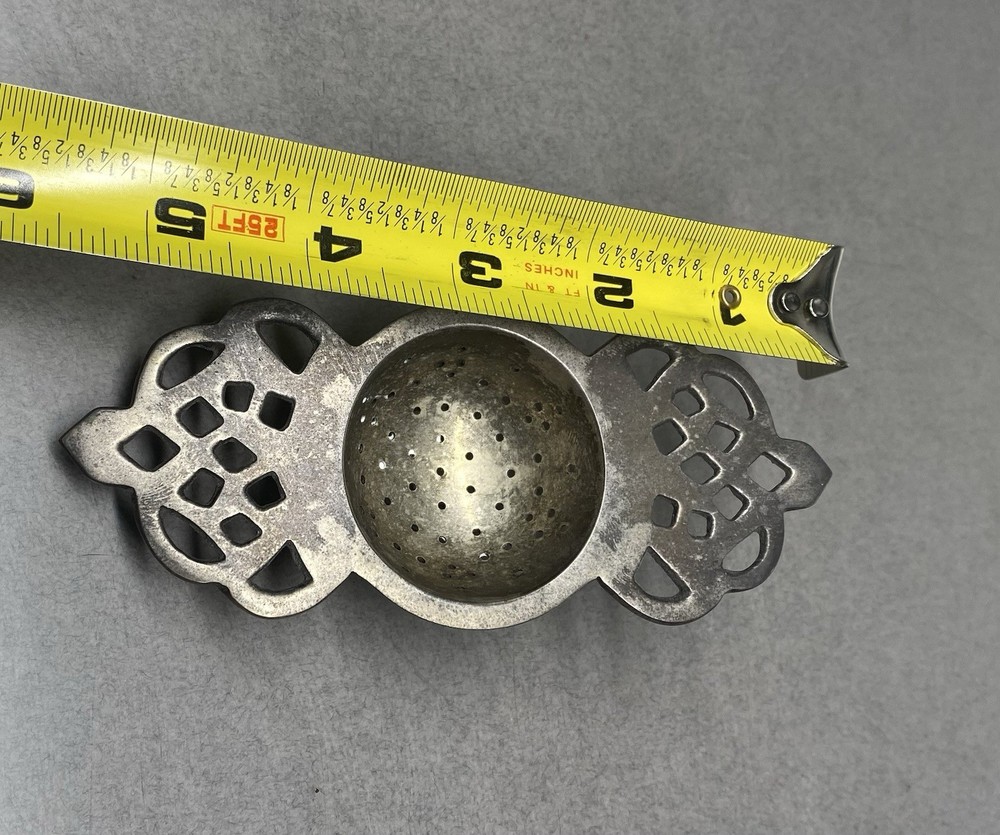 Vintage Tea Strainer Handle Spoon Silver plate