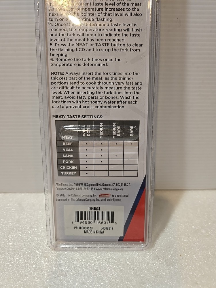 Coleman Digital Fork Thermometer NEW - CO4T531