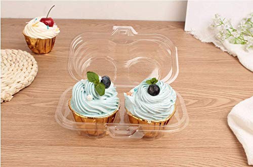 Double Cupcake Container,2 Compartment Cupcake Container - Deep Cupcake Carri...