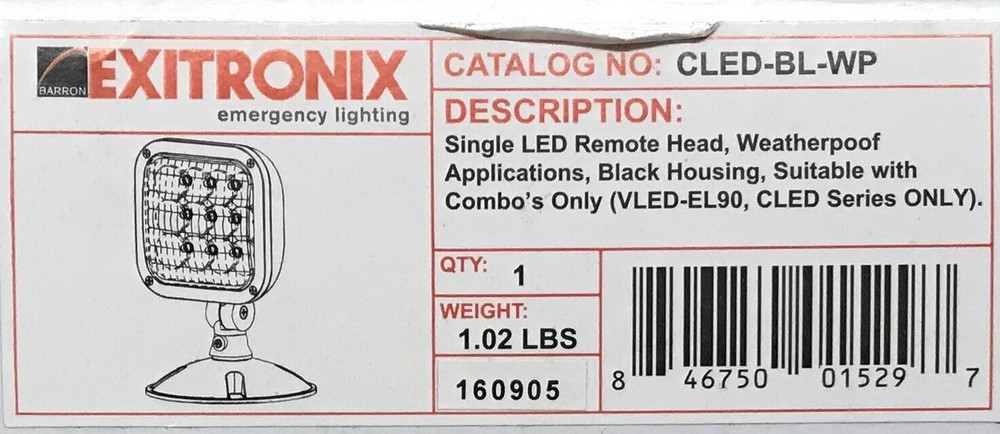 EXITRONIX CLED-BL-WP LED REMOTE EMERGENCY LIGHTING