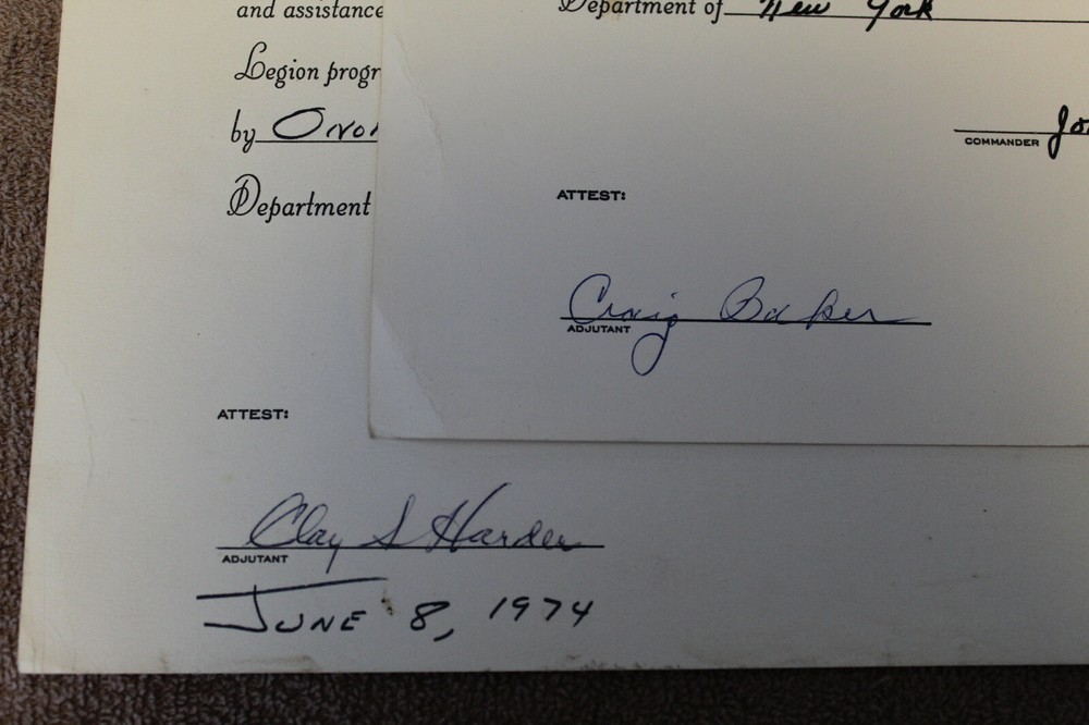 Two Original WW2 U.S. Veteran's Named American Legion Documents from 1970's