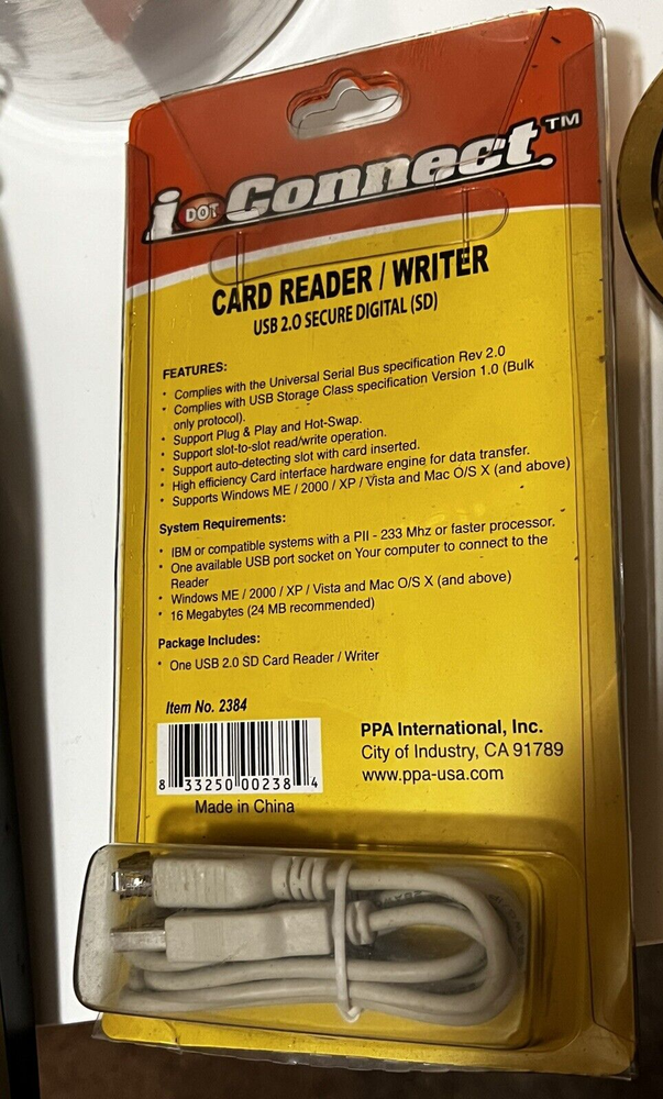 I Dot Connect CARD READER / WRITER - USB 2.0 SD Secure Digital - I Connect