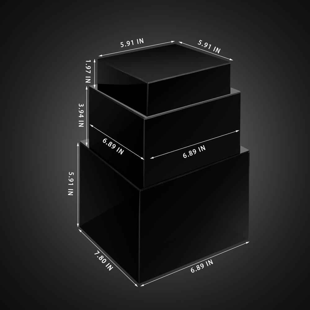 6 Pcs Acrylic Display Risers - Nesting Cubes 5 Sided with Hollow Bottoms Disp...