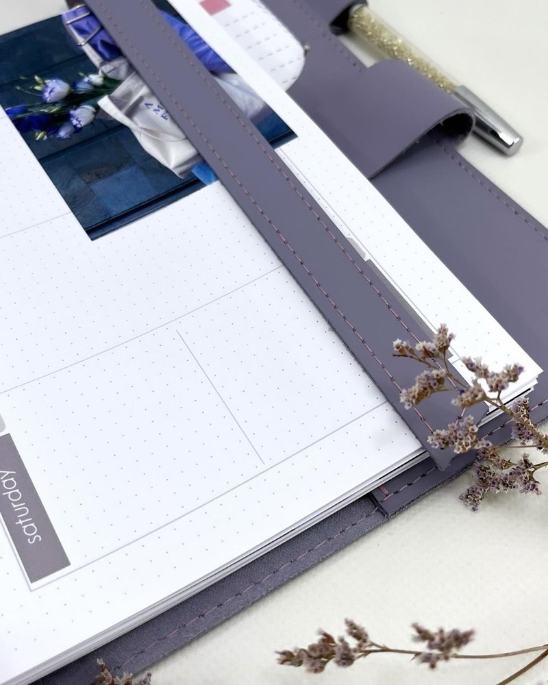 Leather notebook cover A5 light classic collection week horizontal planning 2026
