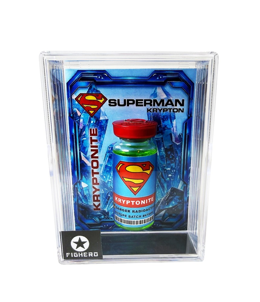 Kryptonite Isotope Sample Vial Bottle with Display Collectable Box Prop Glow UV