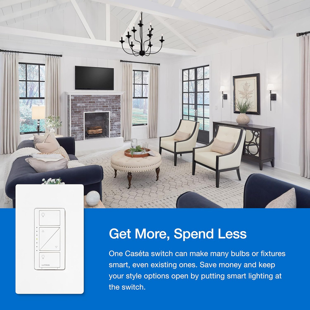 Lutron Caseta 3 Way Smart Dimmer Light Switch Kit, Includes Pico Remote, Bracket