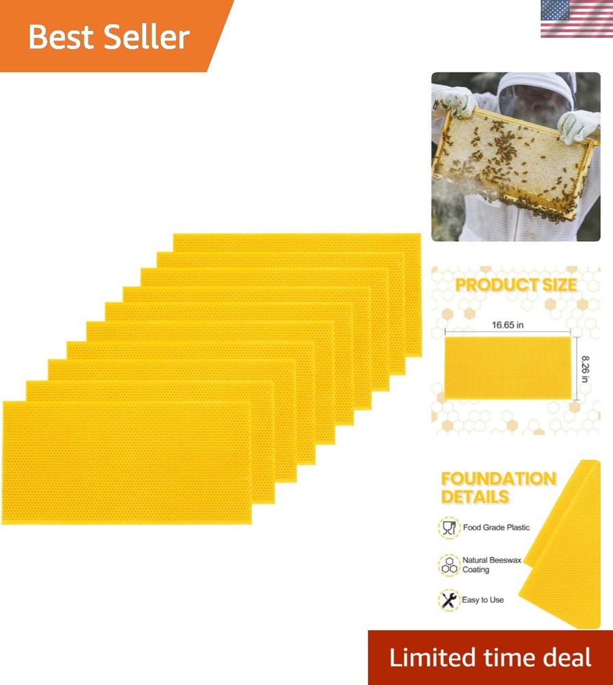 Durable 10-Pc Beehive Foundation Sheets with Beeswax Coating, Standard Deep Size
