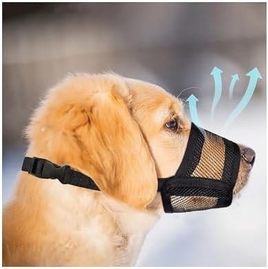 Large Dog Air Mesh Muzzle Adjustable No Bark Anti-Bite