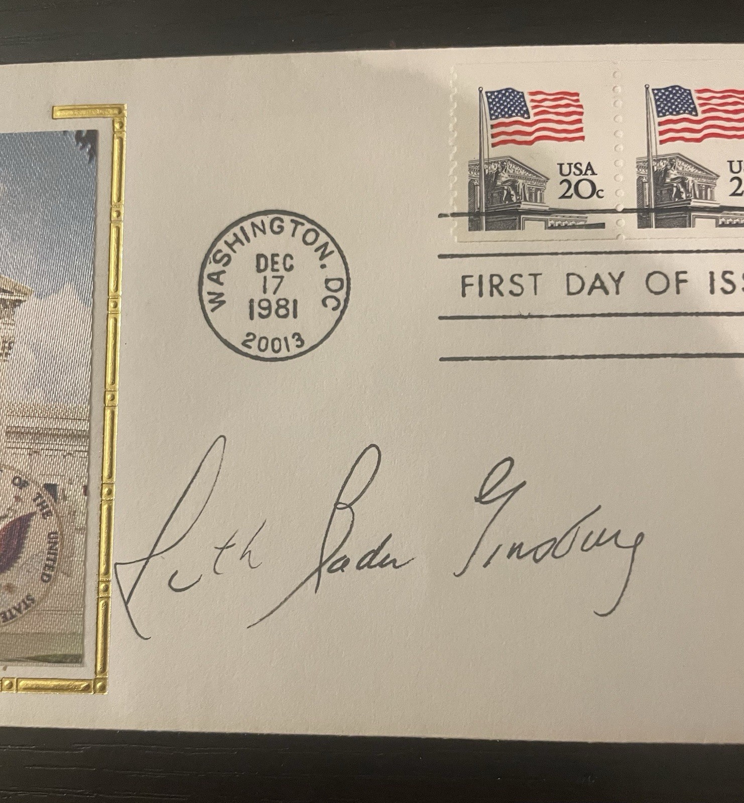 Ruth Bader Ginsburg US Supreme Court Justice Signed Autograph FDC