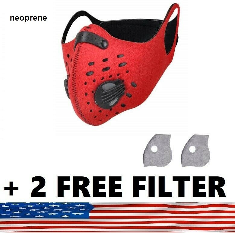 Face Mask Active Carbon Filter & Breathing Valve + 2 Free 5Layer PM 2.5 Filter ✅
