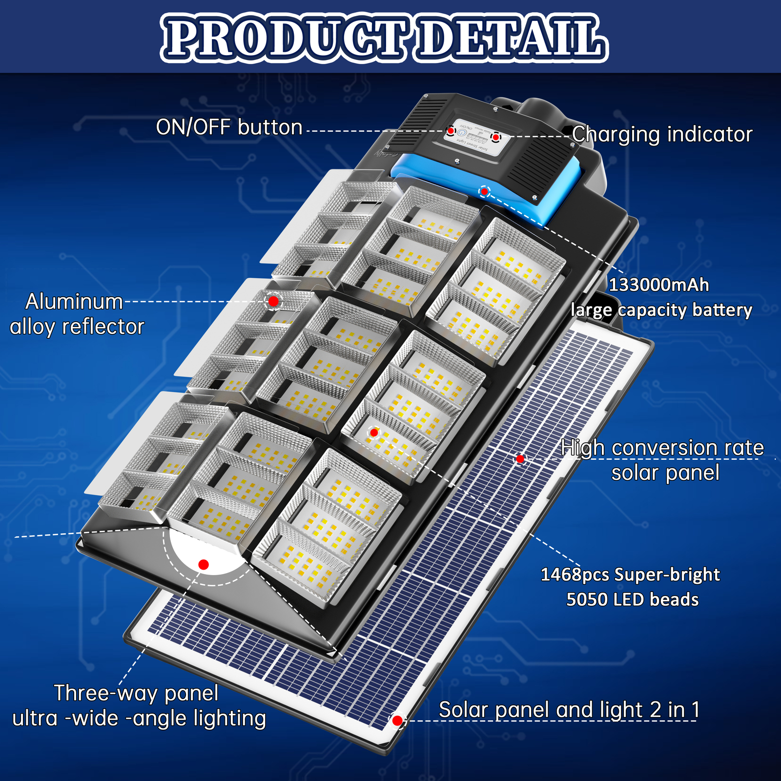 10000W Commercial Solar Street Light Dusk to Dawn Lamp For Parking Lot 3 Colors