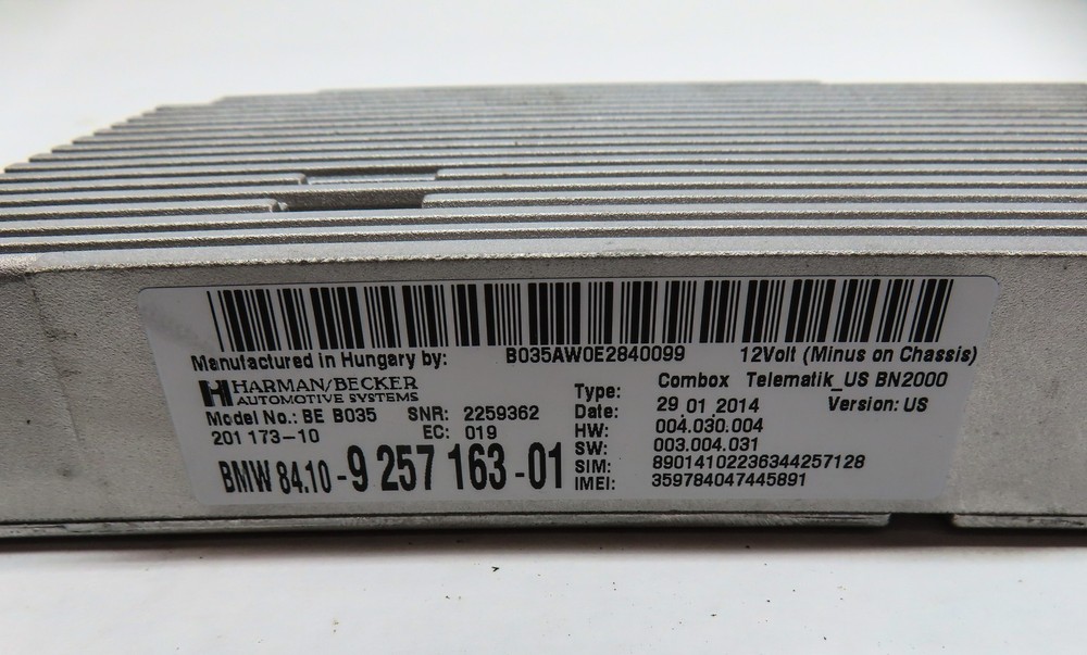 2014 BMW X1 (E84) TELEMATICS COMMUNICATION COMBOX CONTROL MODULE