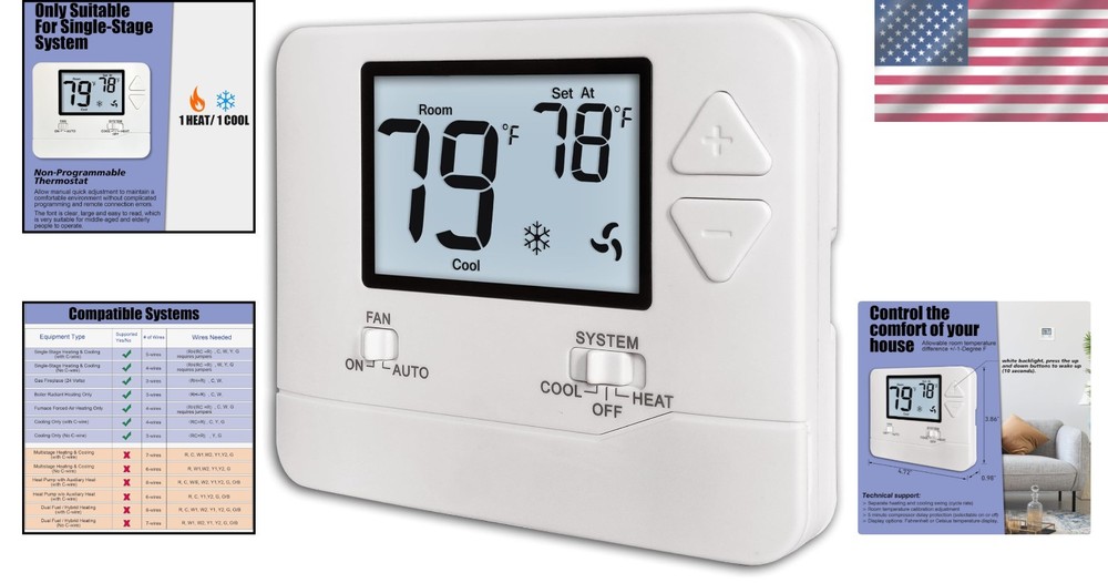 User-Friendly Non-Programmable Thermostat for Efficient Temperature Control