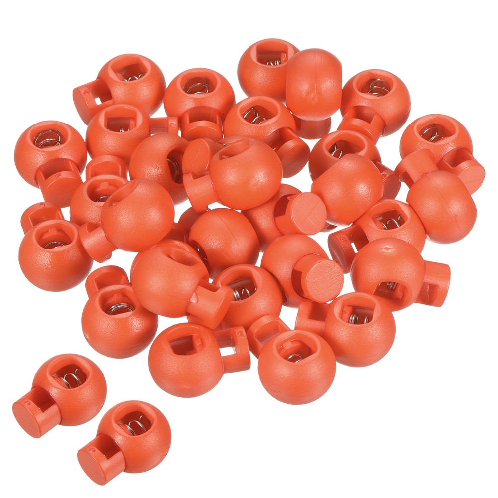 Cord Locks, 30 Pack Ball Spring Toggle Stopper, Orange Red