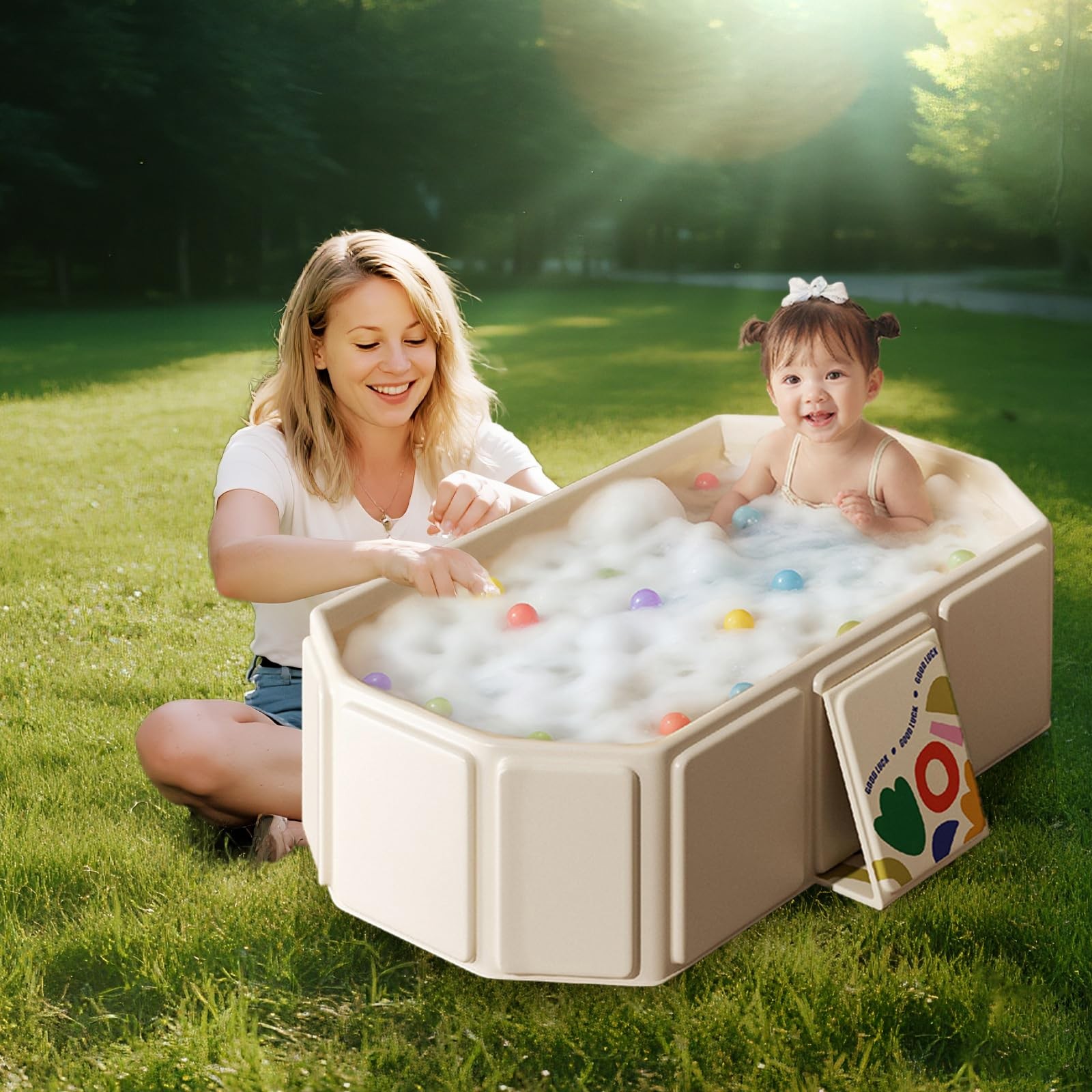 Toddler Bath Tub for Shower, Portable Baby Bathtub, Foldable Kids Bathtub – P...