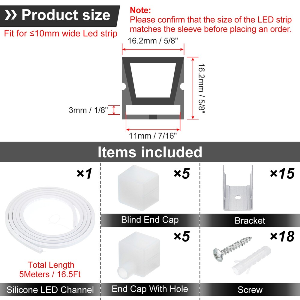 LED Diffuser Channel 16.5ft 10mm LED Installations Light Strips Channel