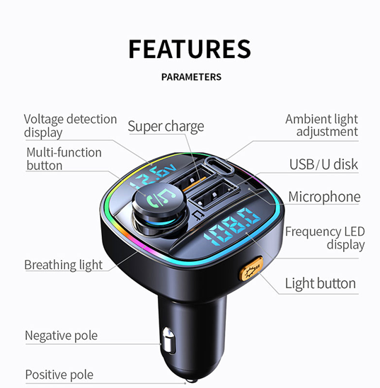Bluetooth Car FM Transmitter MP3 Player Hands Free Radio Adapter Kit USB Charger