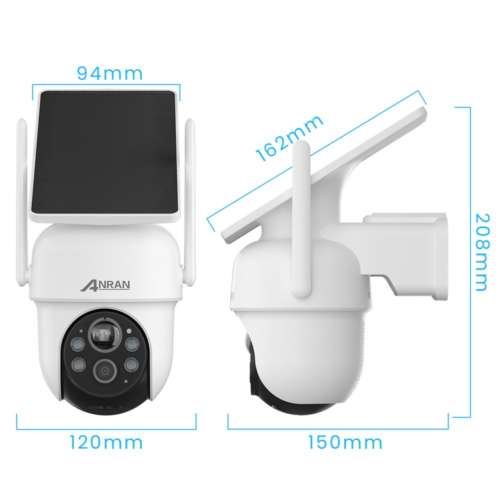 ANRAN Solar Security Camera System 4MP CCTV Wireless Battery Powered 2 Way Audio