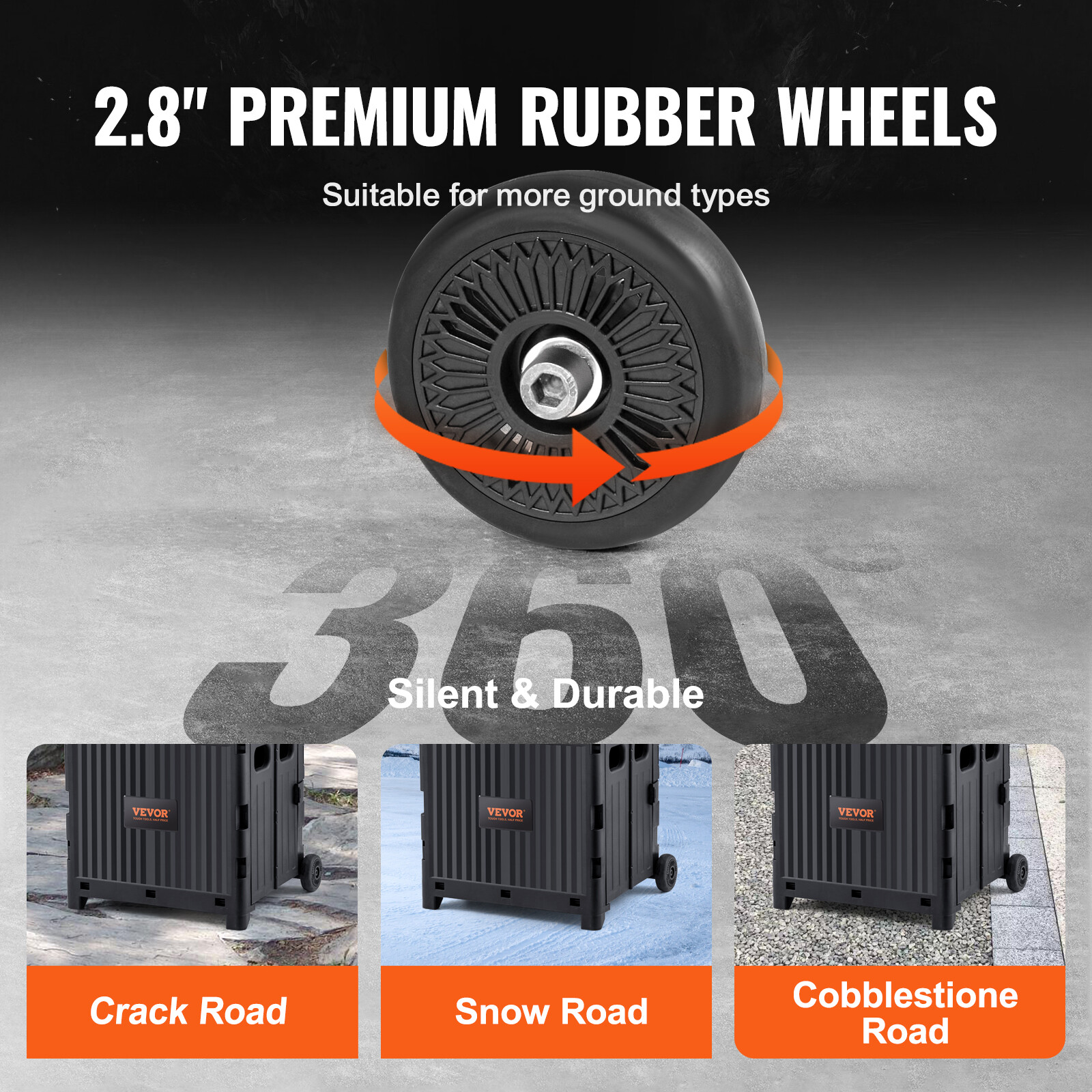 VEVOR Folding Shopping Cart Foldable Utility Cart 80 lbs Telescoping Handle