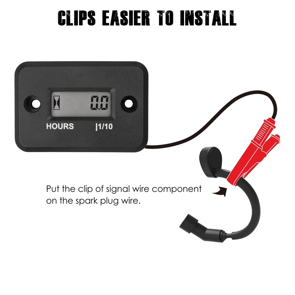 Self Powered Digital Inductive Hour Meter with Clip 2/4 Stroke Data Storage IP68