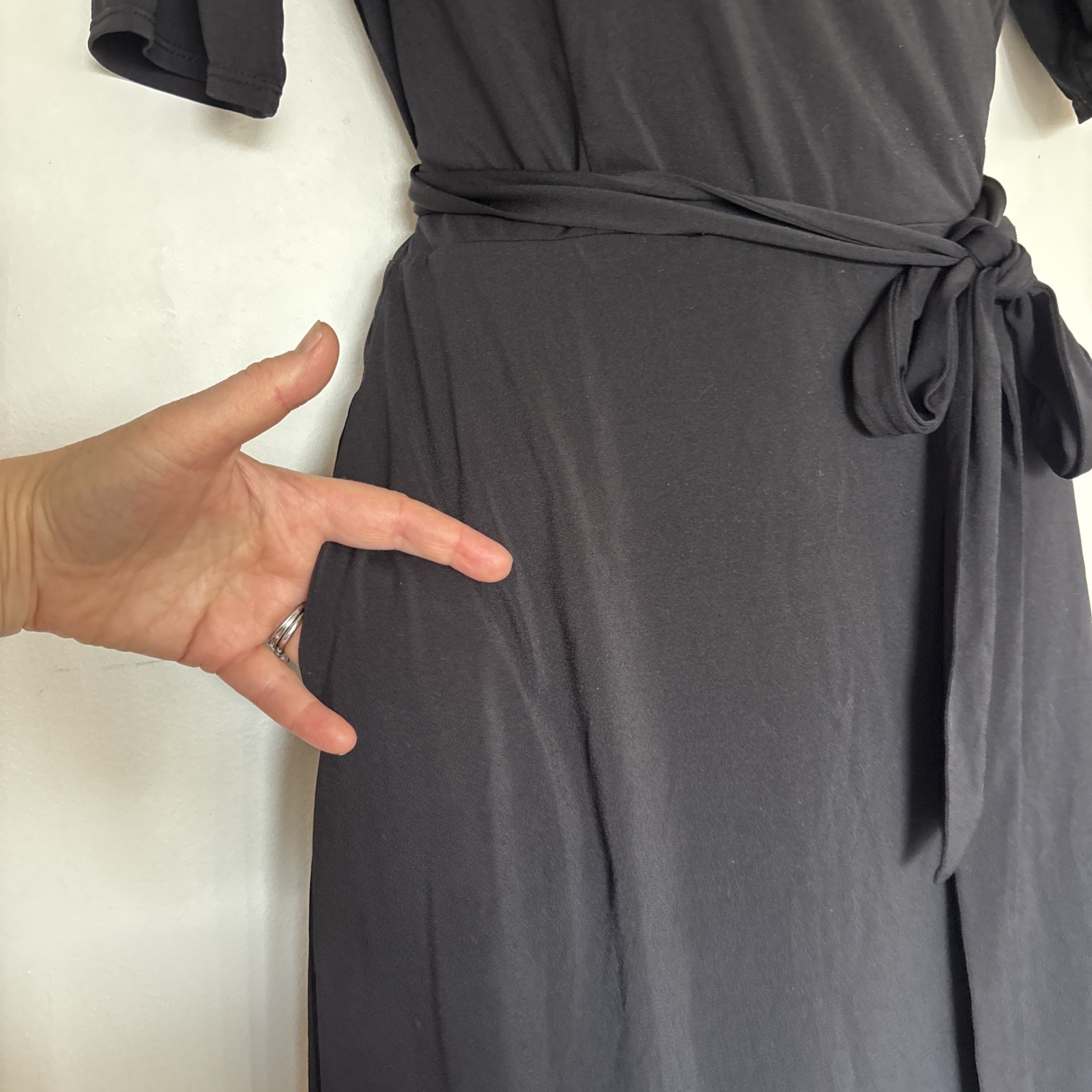 Edwards Point Grey Ladies Wrap Dress Sm Black Hospitality Uniform Recycled Poly