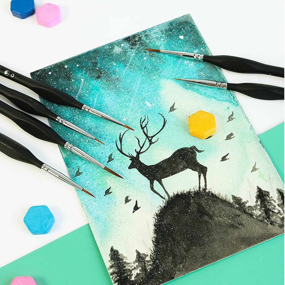 6Pcs Extra Fine EF Tip Details Paint Model Maker Painting Brush Pen Tool Set E