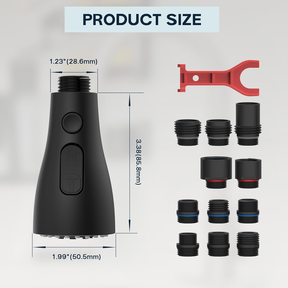 Pull down Kitchen Faucet Head Replacement - 3 Modes with 11 Adapters - down Spra