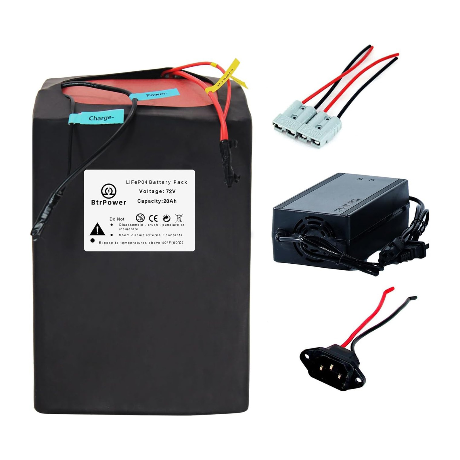 72V 20Ah LiFepo4 Lithium Battery Pack for 250W-1800W Motor B ike 50A BMS
