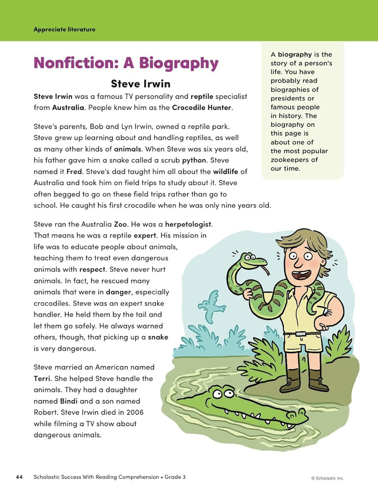 Scholastic Success with Reading Comprehension Grade 3 Workbook