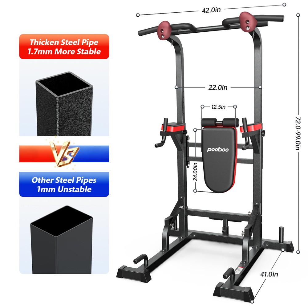 Multifunction Power Tower Dip Station Pull up Bar Power Rack with Incline Bench