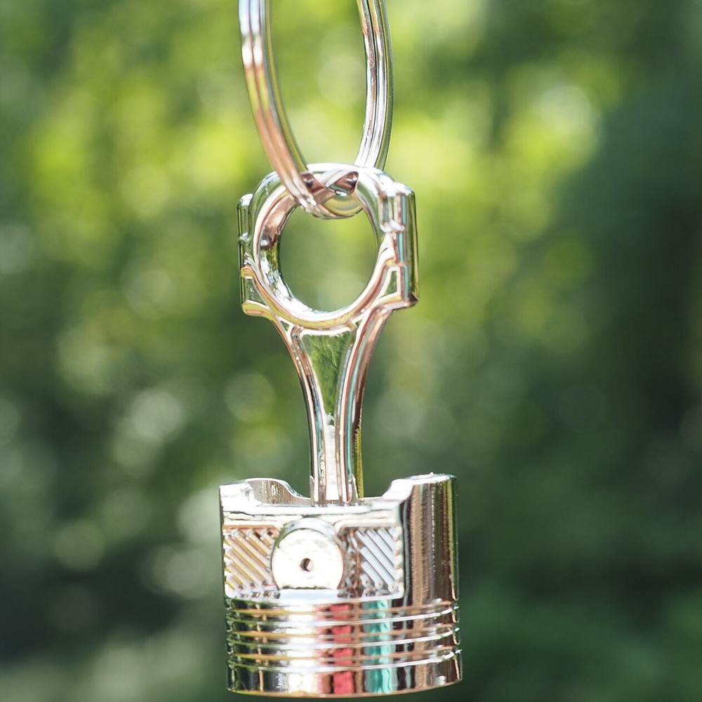Piston Keychain Engine Connecting Rod Key Chain Skull Motorcycle Charm Chrome